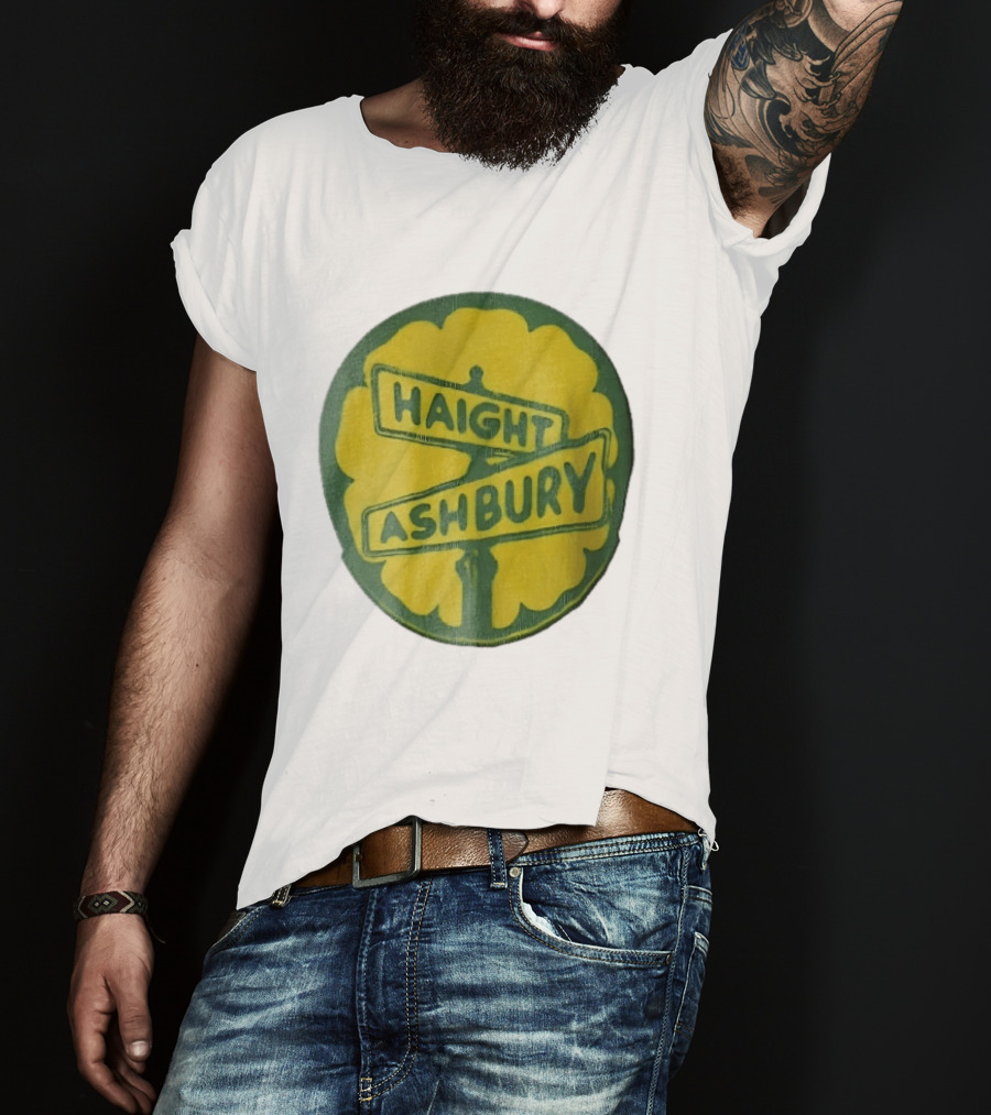 Haight Ashbury Street Sign Yellow Flower T-Shirt