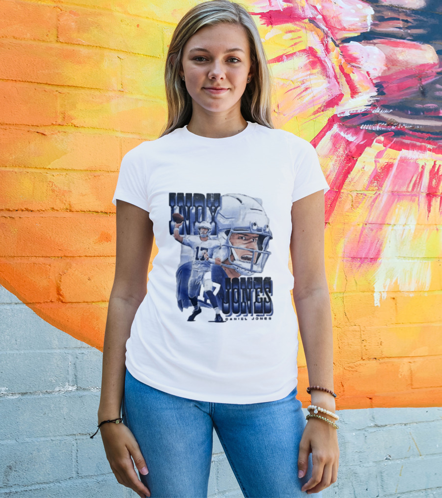 Indy Jones Football Quarterback Throwing Action Close Up Helmet T-Shirt