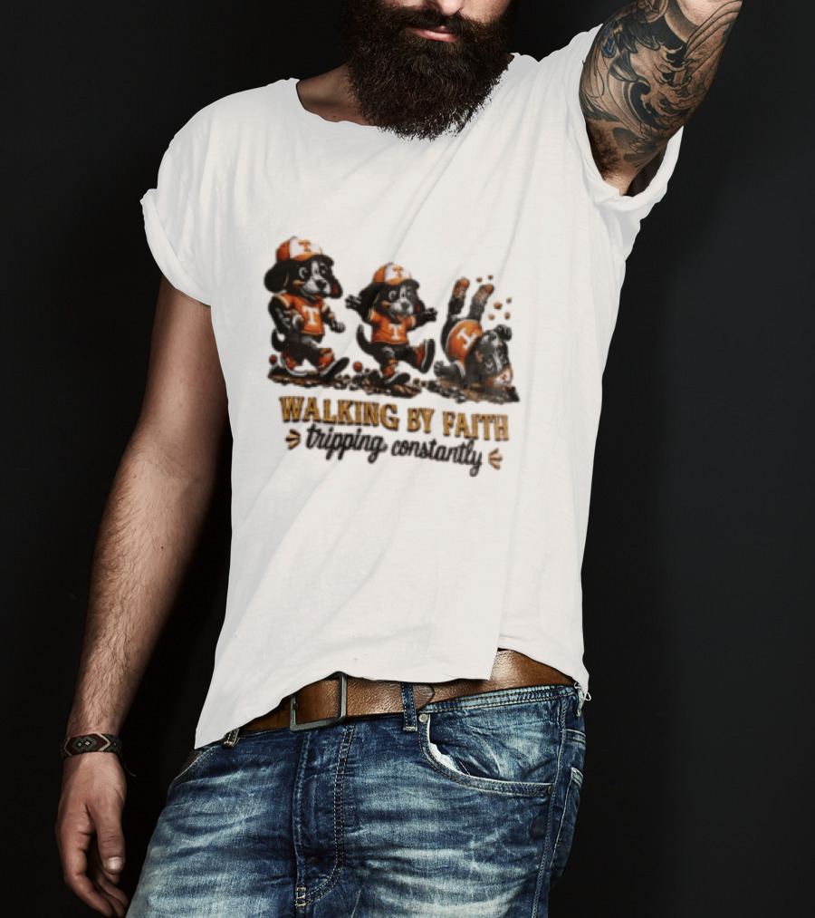 Tennessee Volunteers Walking By Faith Tripping Constantly Puppy T-Shirt