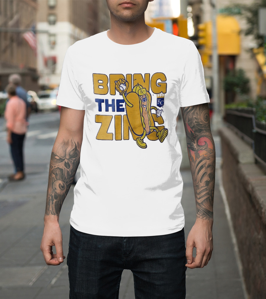 Kansas City Royals Bring The Zing Cartoon Hot Dog KC Baseball Glove T-Shirt