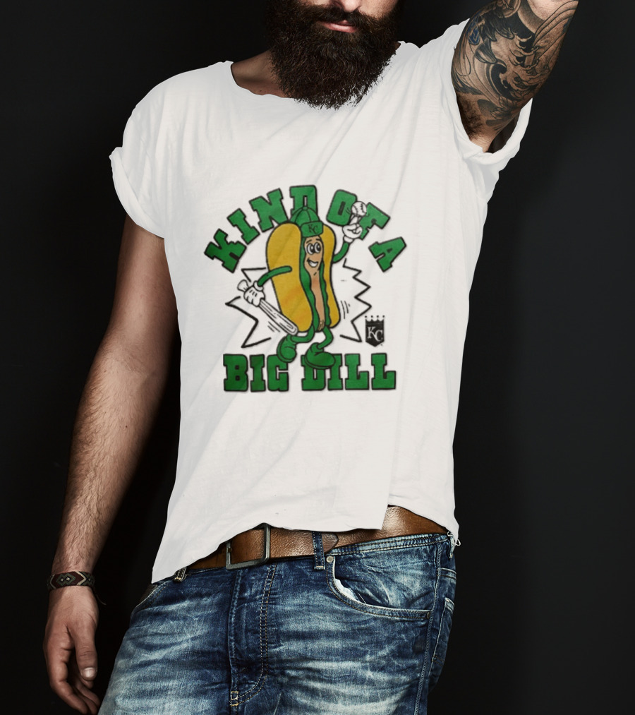 Kansas City Royals MLB Kinda Of A Big Dill Cartoon Pickle Hot Dog KC T-Shirt