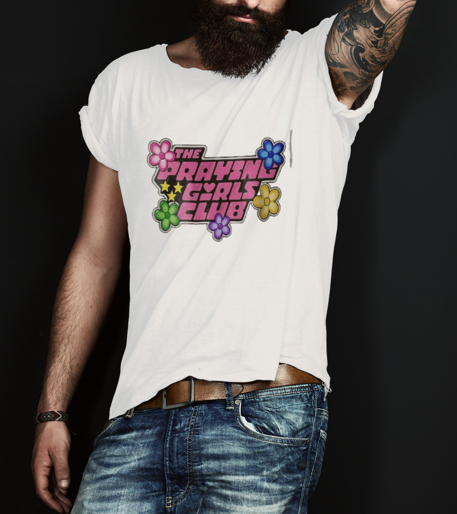 The Praying Girls Club Pink Floral Stars Flower Bubble T-Shirt