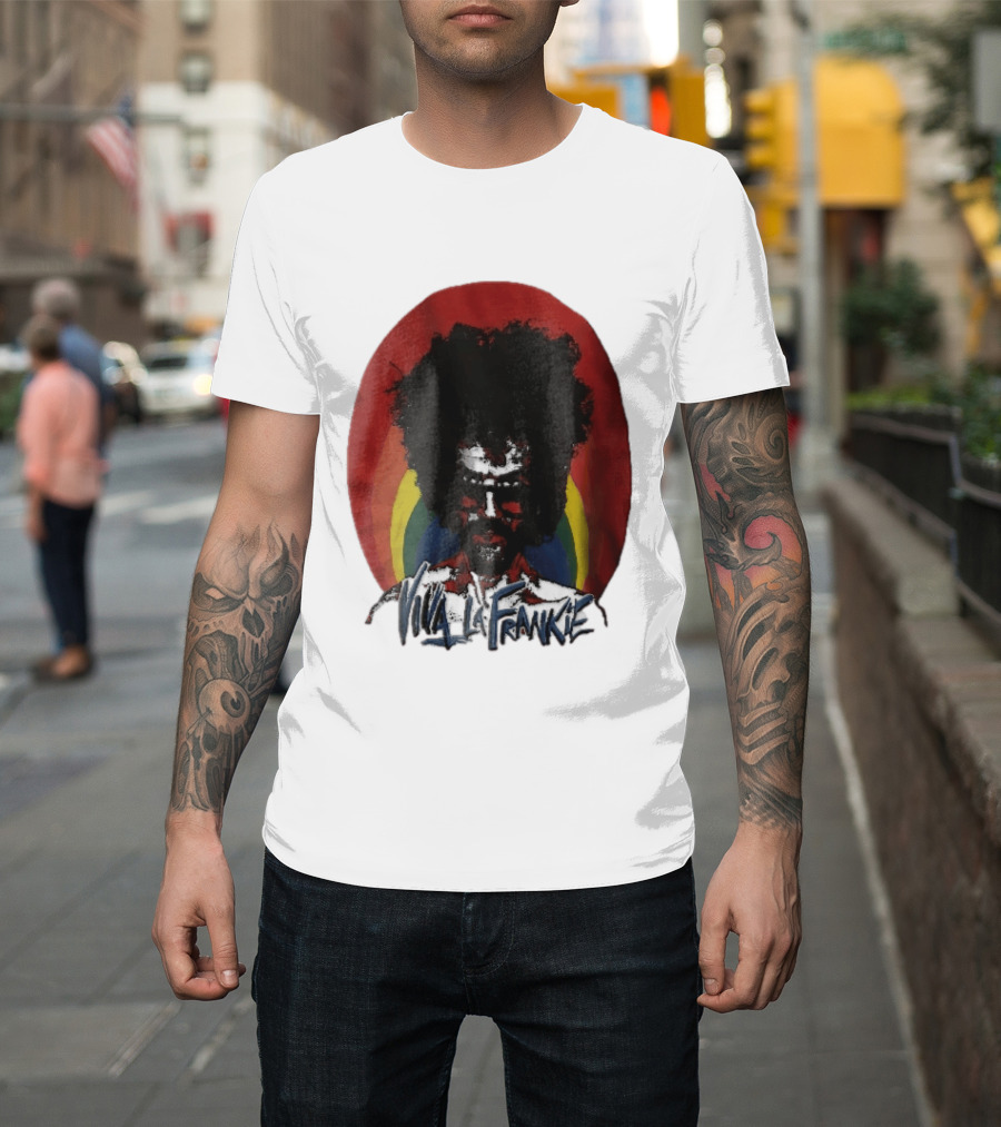 Viva LA Frankie Afro Man Glasses Rainbow Oval T-Shirt