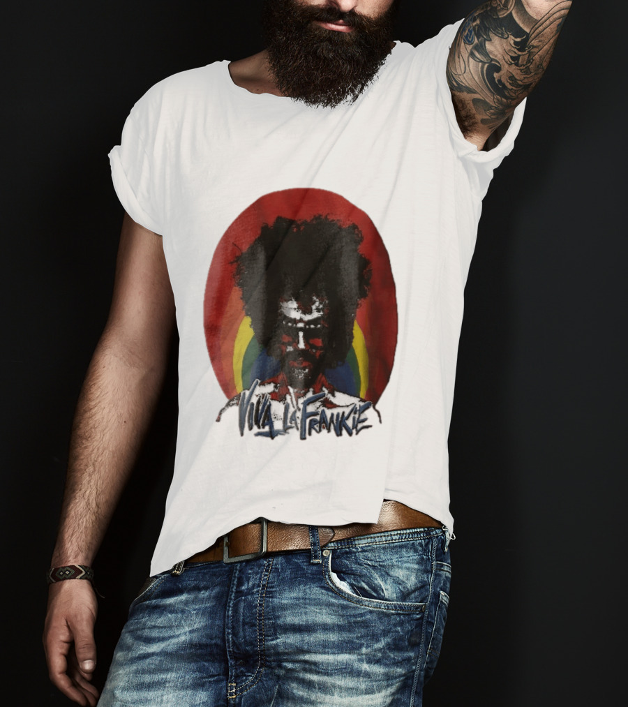 Viva LA Frankie Afro Man Glasses Rainbow Oval T-Shirt
