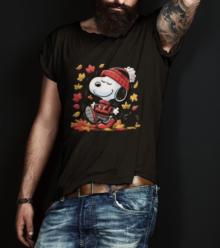Chicago Bulls NBA Snoopy Dancing Autumn Leaves Pumpkin Cartoon T-Shirt