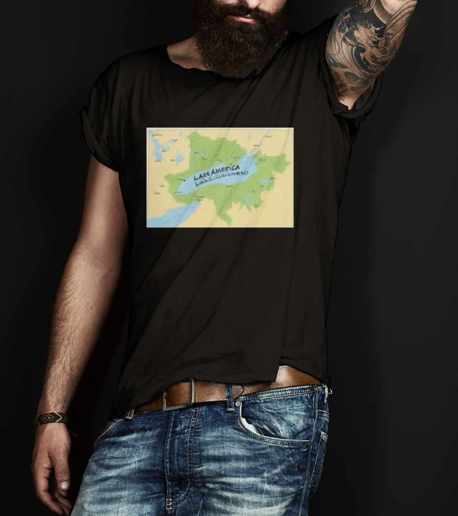 Lake Ontario Map Lake America Fun Geography Twist T-Shirt