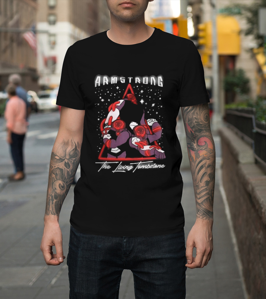 Armstrong Three Armored Sci Fi Astronauts Red Triangle Starfield Cartoon T-Shirt