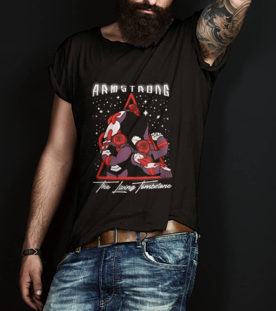 Armstrong Three Armored Sci Fi Astronauts Red Triangle Starfield Cartoon T-Shirt