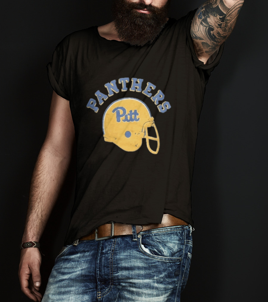 Pittsburgh Panthers NCAA Pitt Yellow Football Helmet Panthers T-Shirt