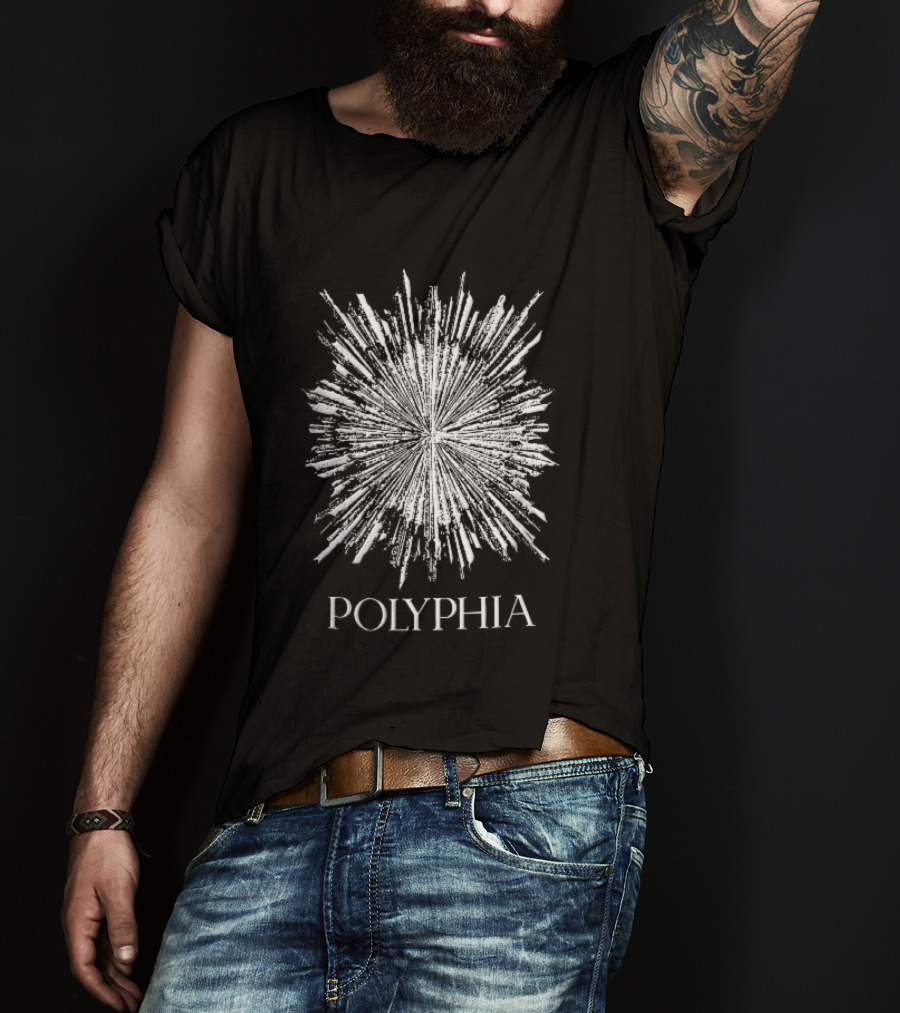 Polyphia Distressed White Starburst Explosion Rays Grunge Stencil T-Shirt