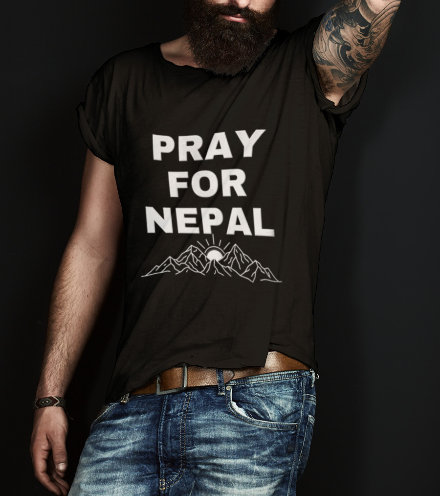 Pray For Nepal Himalayan Mountain Sun Relief Support T-Shirt