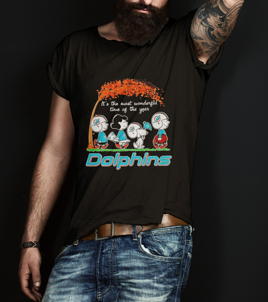Peanuts Miami Dolphins It's The Most Wonderful Time Of The Year Halloween 2026 T-Shirt