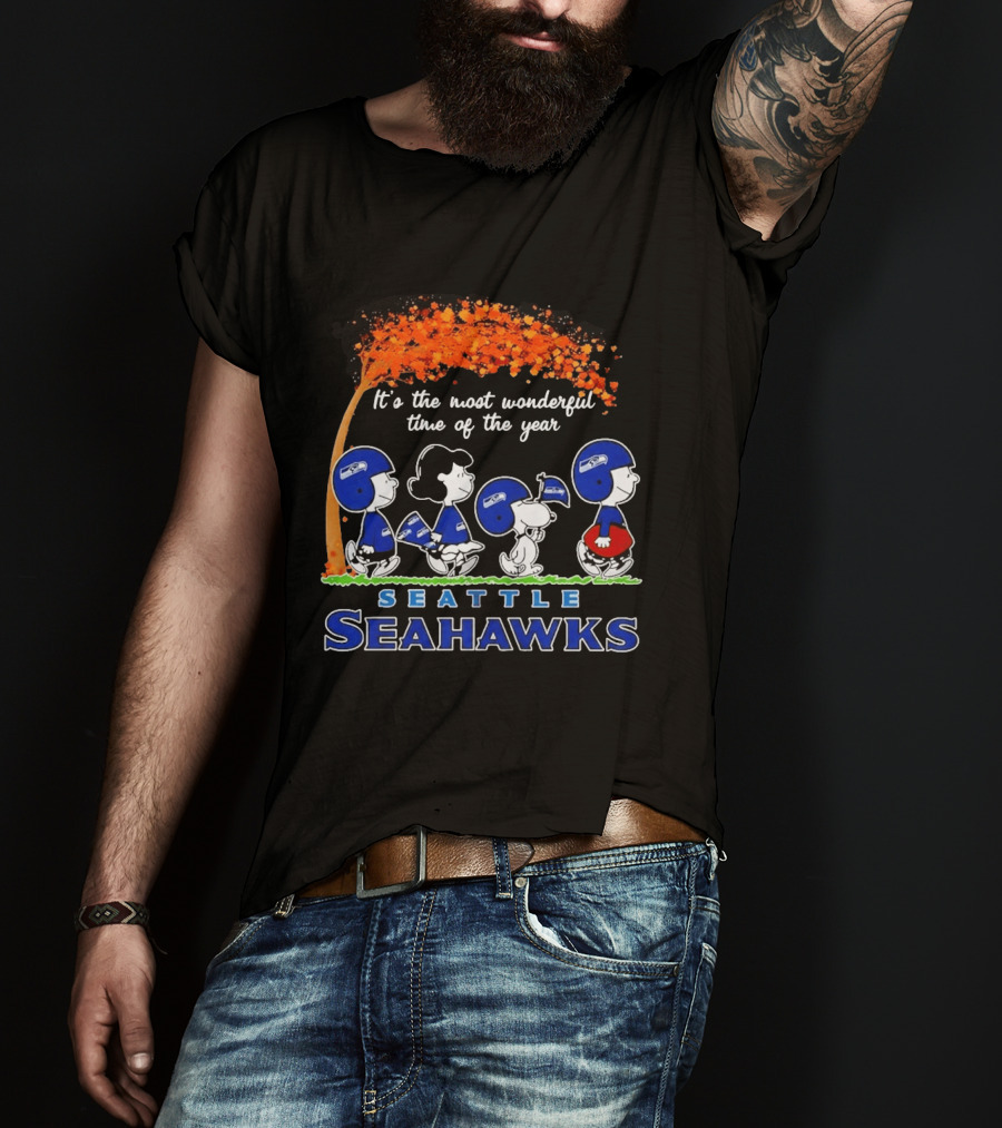 Seattle Seahawks Peanuts It's The Most Wonderful Time Of The Year 2026 T-Shirt