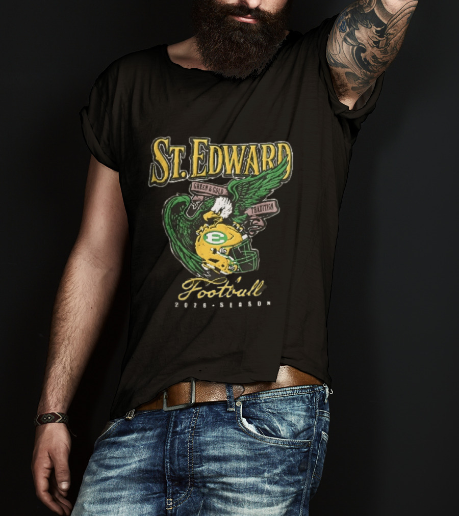 St Edward Green And Gold Tradition Football 2026 Season Eagle Helmet T-Shirt