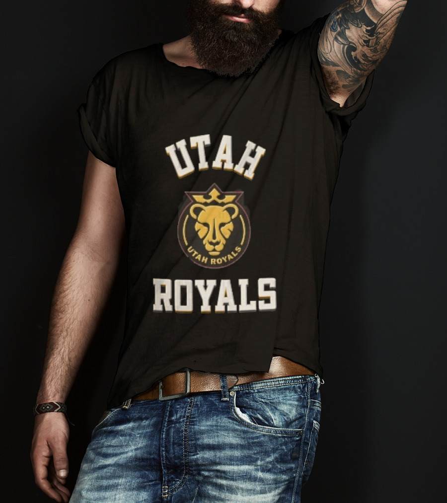 Utah Royals Varsity Lettering Lioness Crown Crest NWSL T-Shirt
