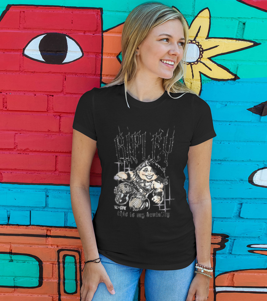 WWE GPK Ripley This Is My Brutality Female Wrestler Cartoon Caricature T-Shirt