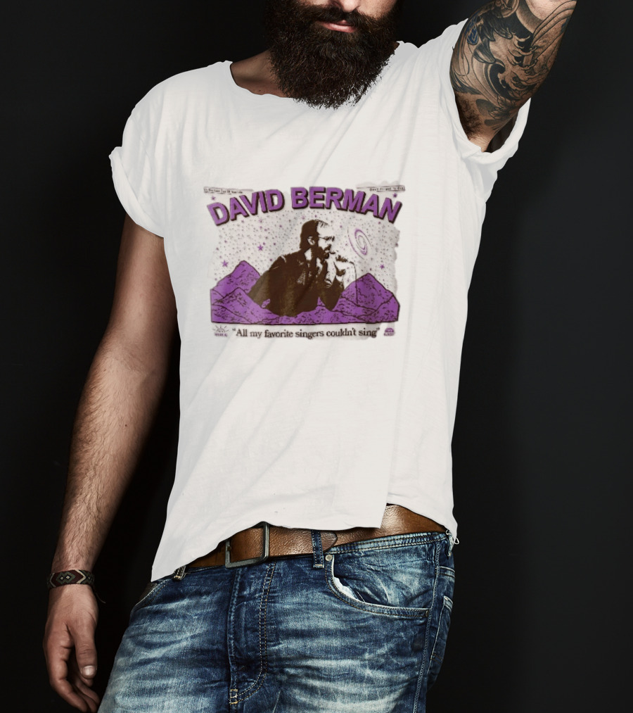 David Berman 1967 2019 All My Favorite Singers Couldnt Sing Microphone Mountains Galaxy Stars Halftone T-Shirt