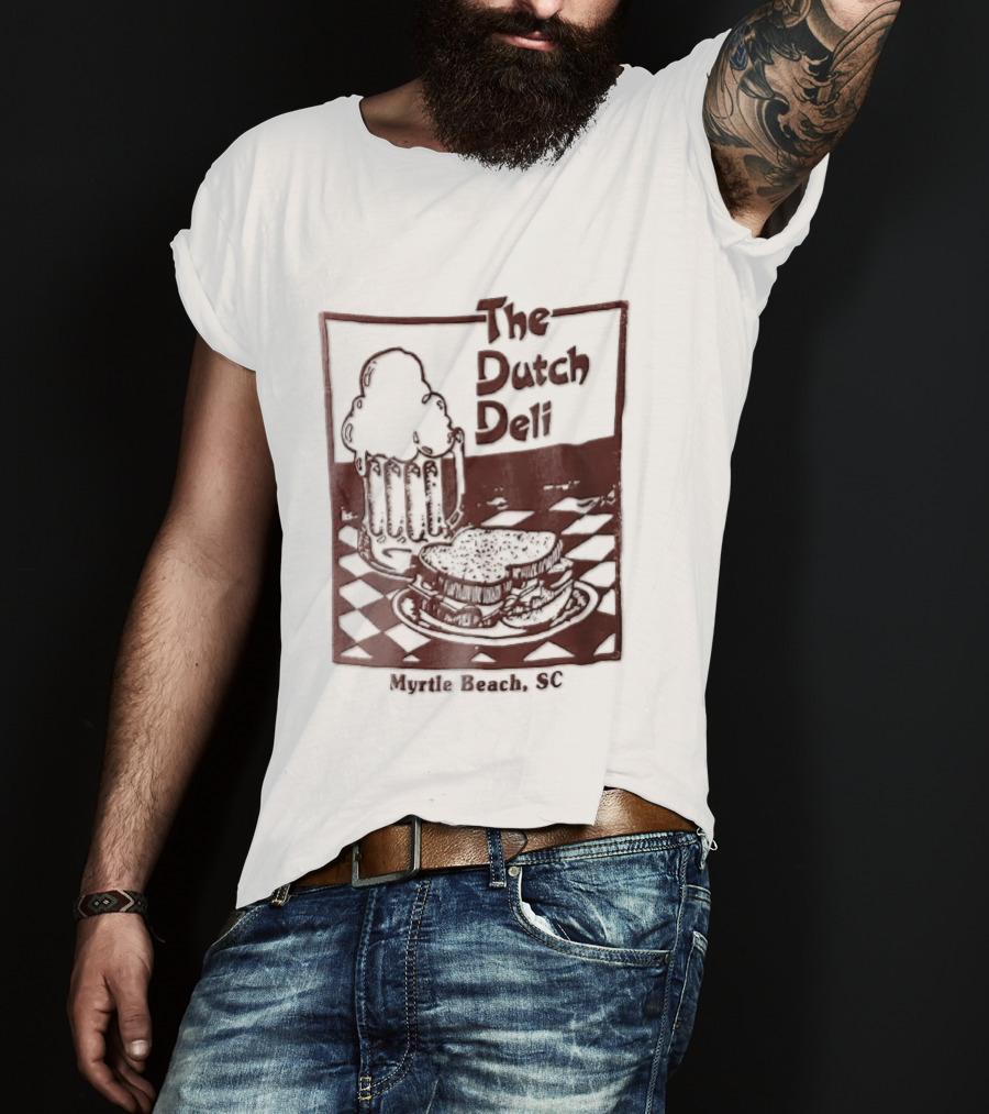 The Dutch Deli Myrtle Beach SC Beer Sandwich Checkered T-Shirt