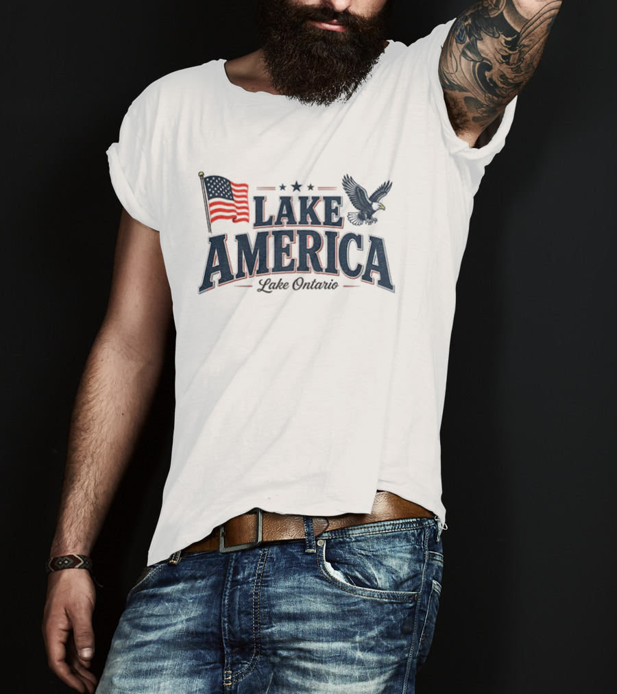 Lake America Lake Ontario Eagle American Flag Souvenir T-Shirt