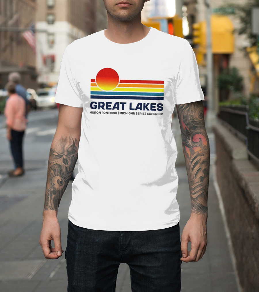 Great Lakes Huron Ontario Michigan Erie Superior Sunset T-Shirt