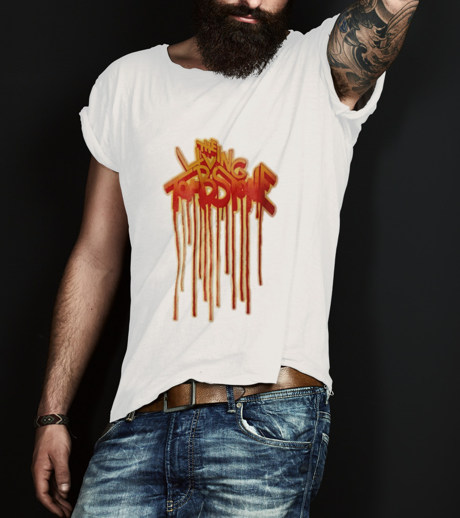 The Living Tombstone Red Orange Dripping Graffiti Font T-Shirt