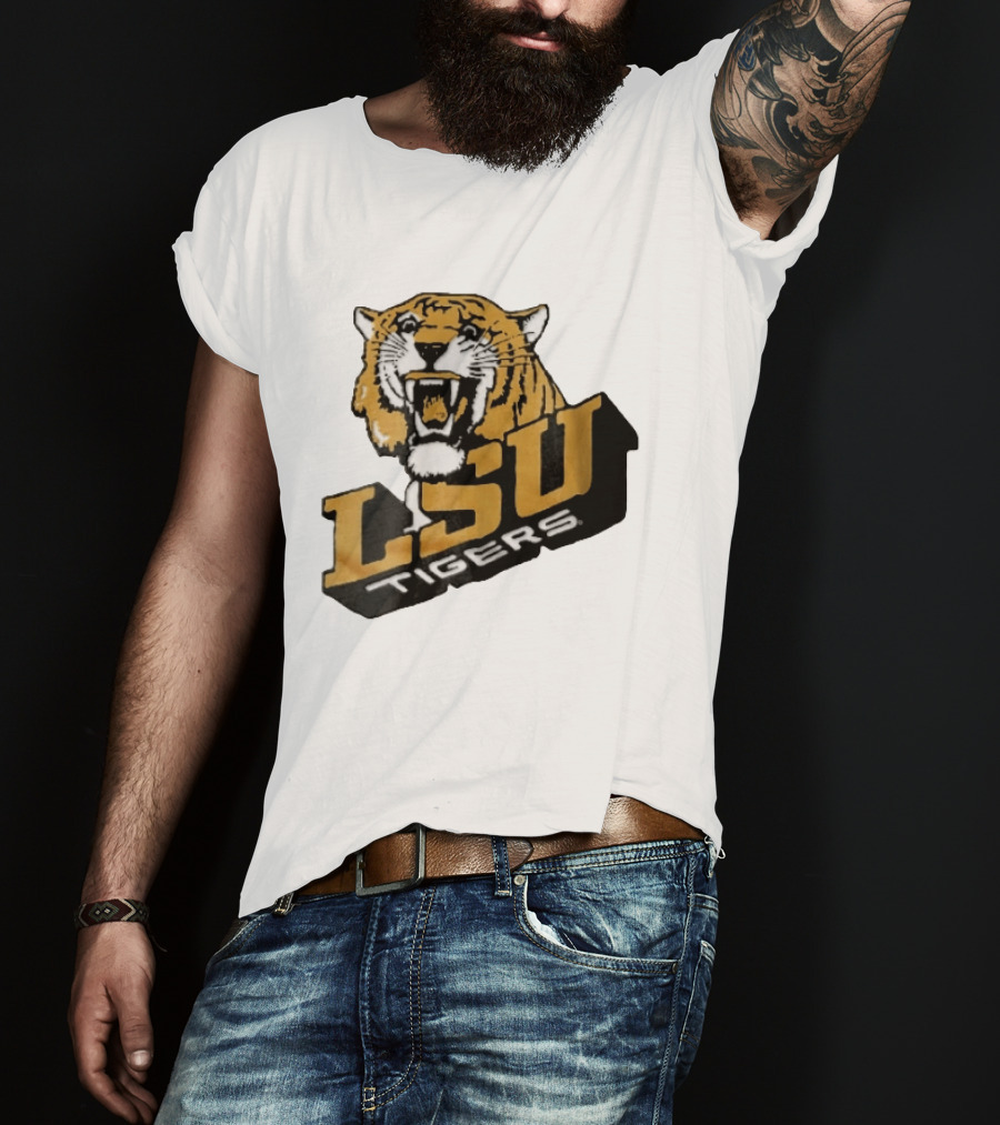 Louisiana State LSU Tigers Roaring 3D Block NCAA T-Shirt