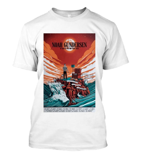 Noah Gundersen If This Is The End Tour 2023 Dramatic Ocean Waves Red Sky T-Shirt