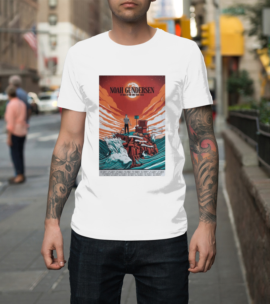 Noah Gundersen If This Is The End Tour 2023 Dramatic Ocean Waves Red Sky T-Shirt