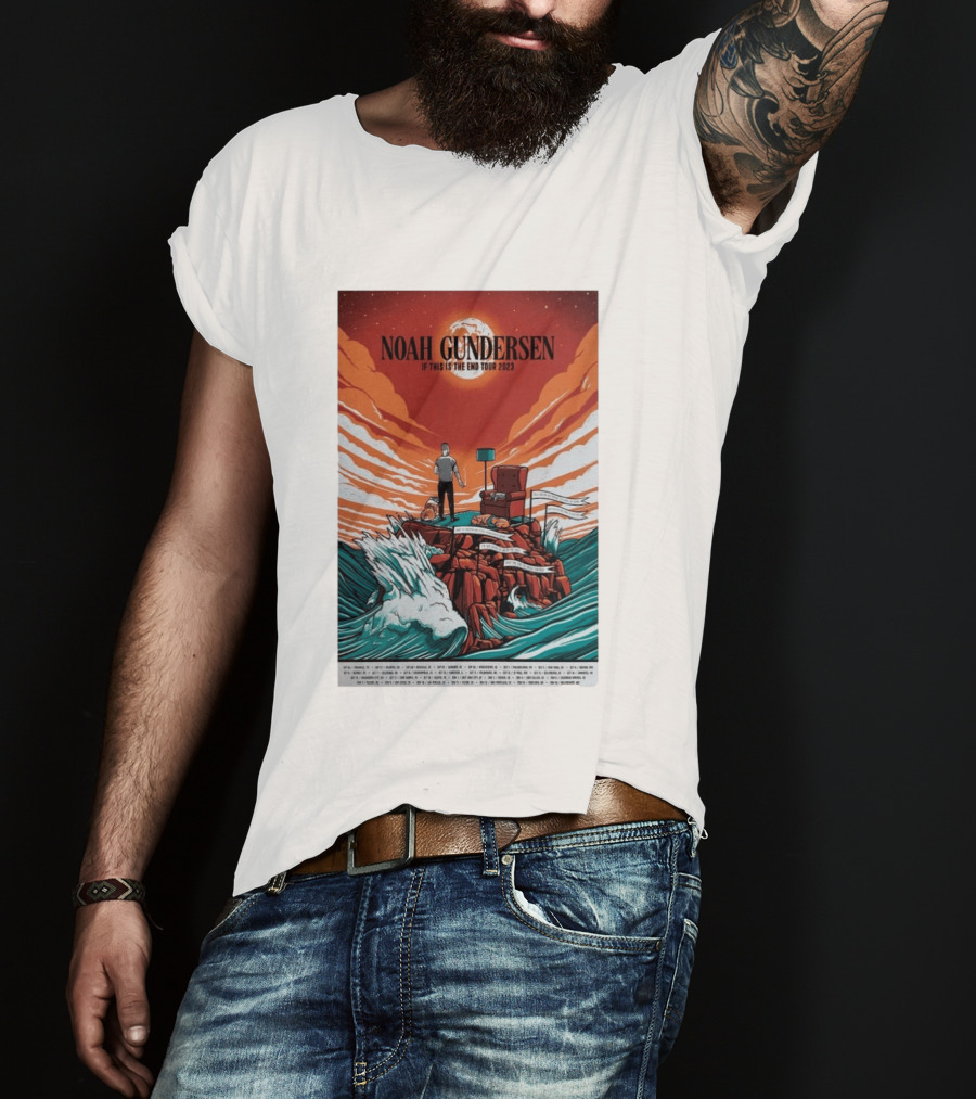 Noah Gundersen If This Is The End Tour 2023 Dramatic Ocean Waves Red Sky T-Shirt