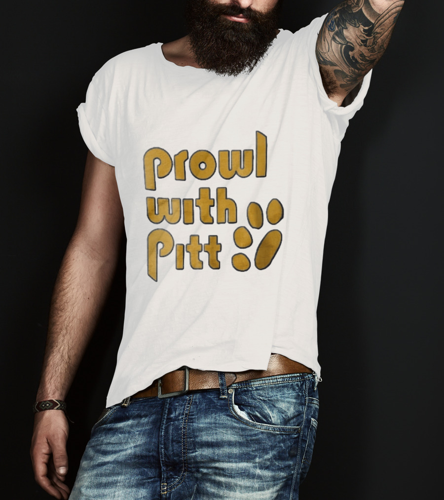 Pitt Panthers Prowl With Pitt Textured Gold Paw T-Shirt