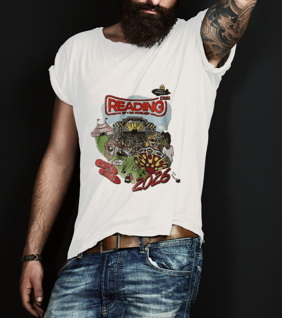 Reading 27 30 August 2026 Bycp Cartoon Crowd Concert Stage Ride Tent T-Shirt