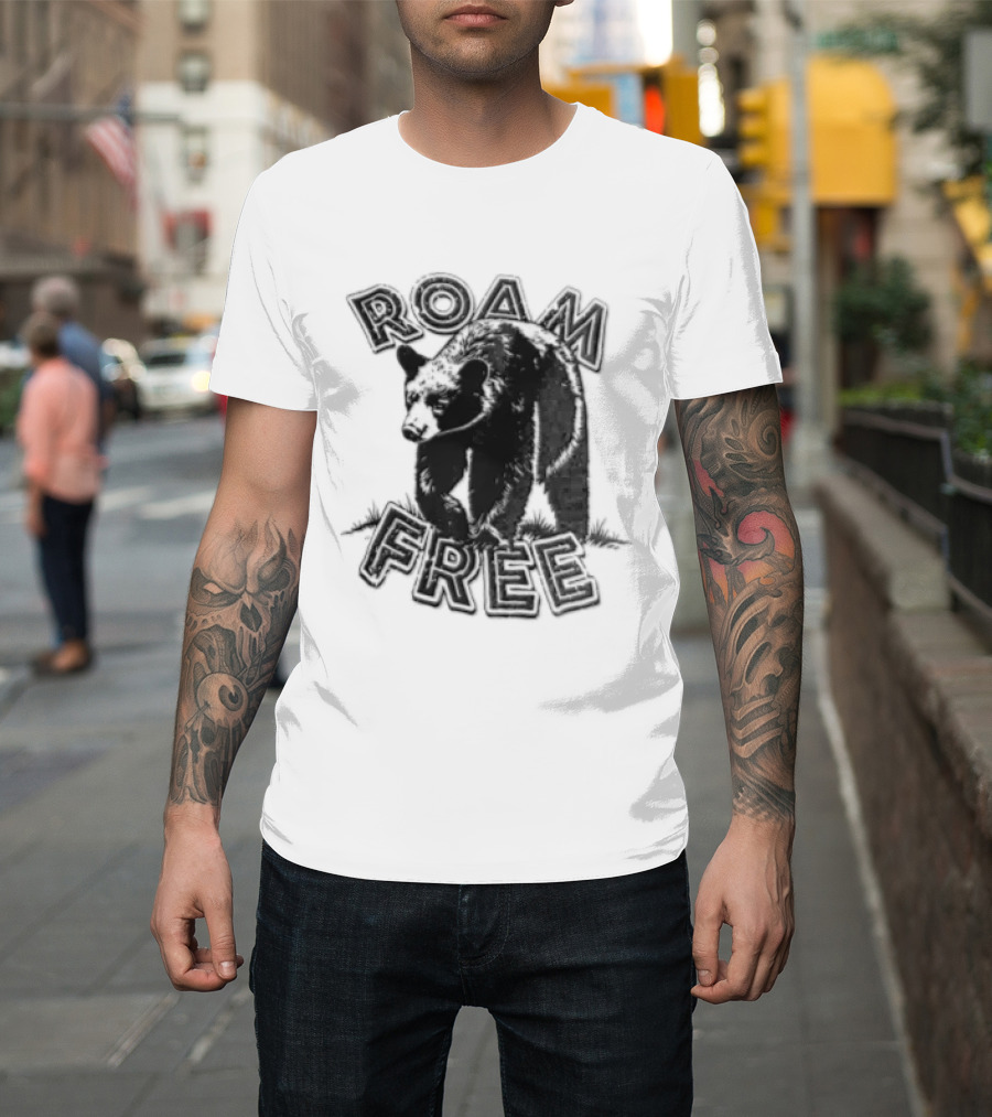 Roam Free Black Bear Distressed Walking Grass T-Shirt
