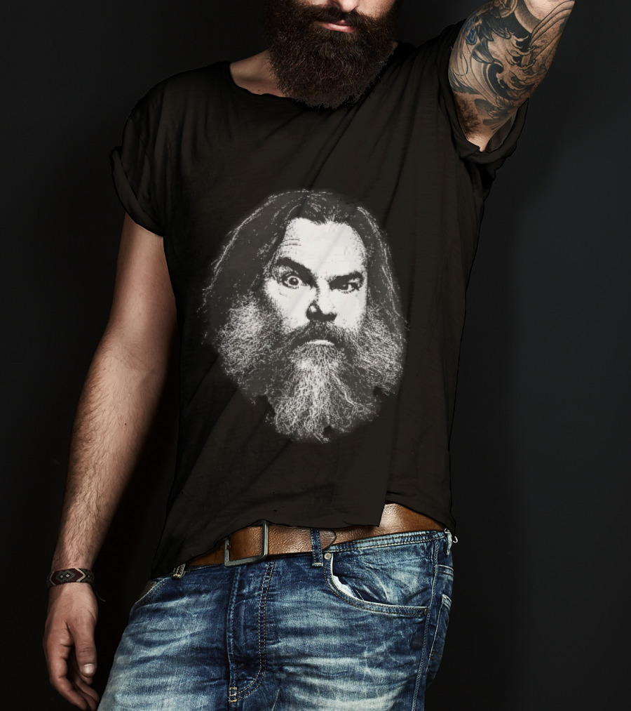 Jack Black High Contrast Monochromatic Stencil Beard Wide Eye Expression T-Shirt