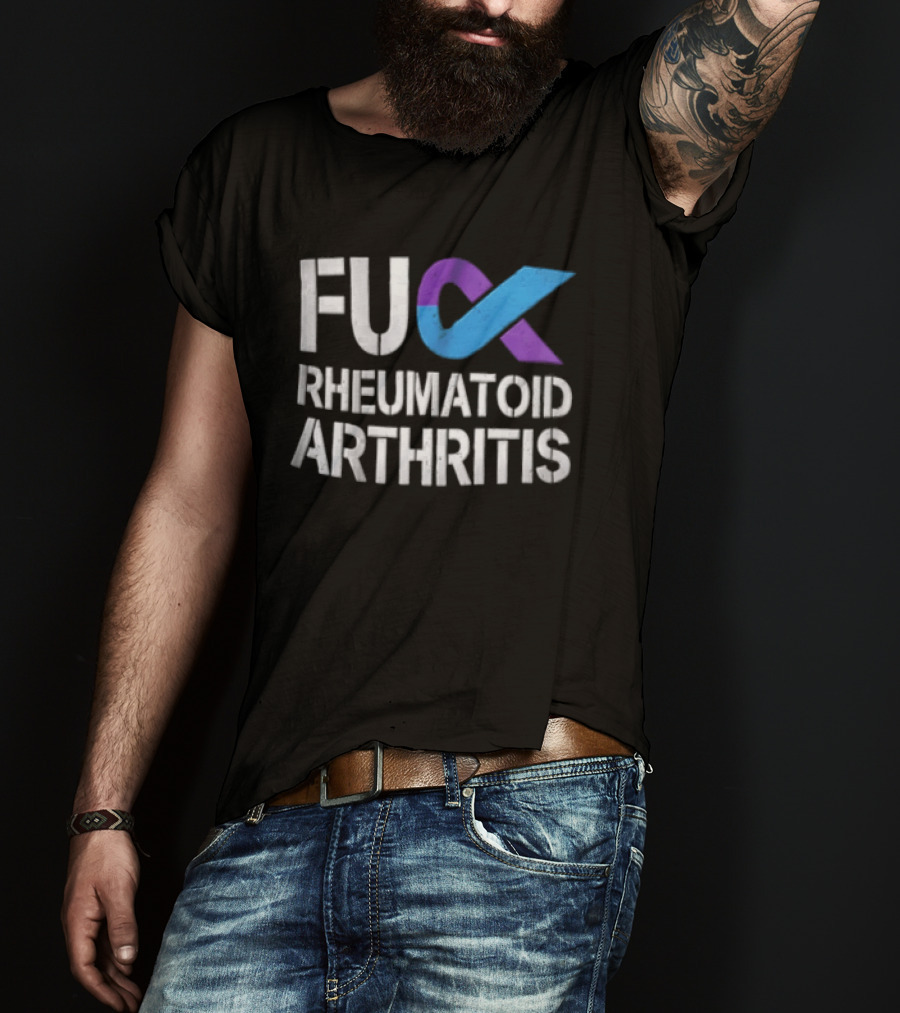 Fuck Rheumatoid Arthritis Purple Blue Awareness Ribbon T-Shirt
