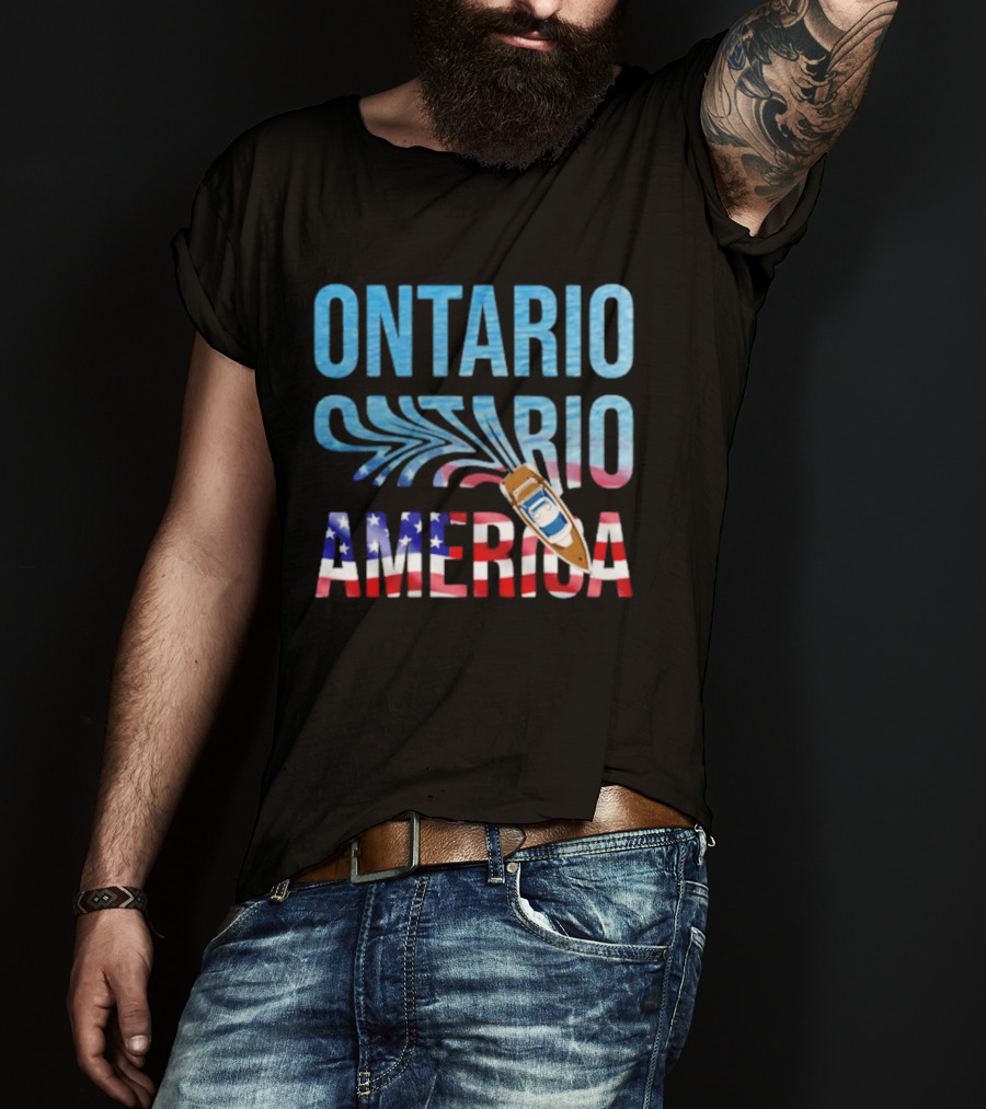 Lake Ontario To America Boat Journey With American Flag T-Shirt