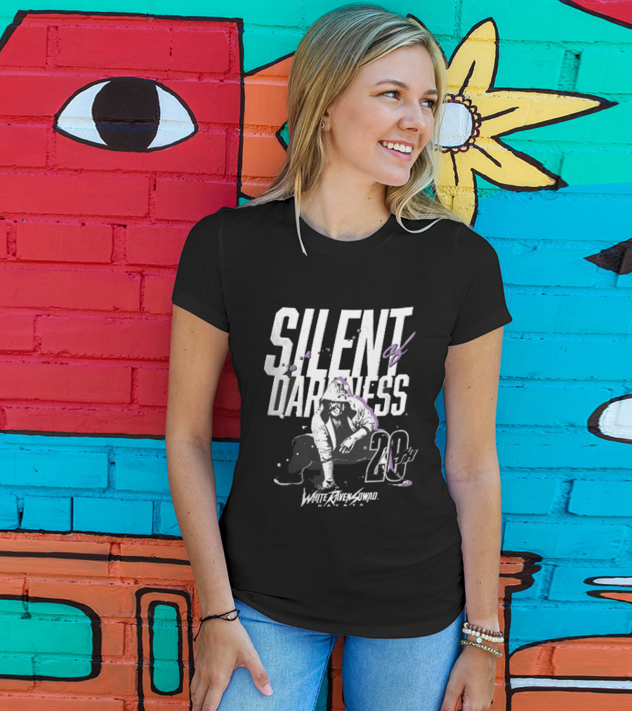 Silent Of Darkness White Raven 20th Masked Hooded Wrestler Halftone T-Shirt