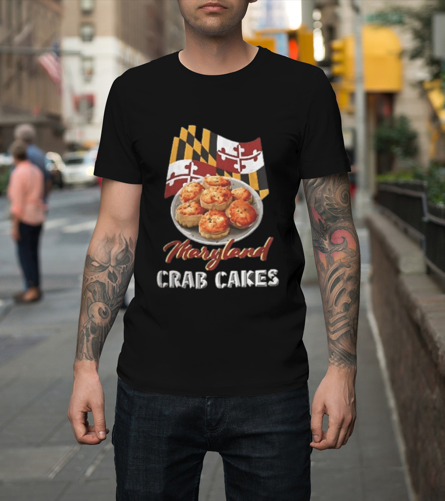Maryland Crab Cakes Plate With State Flag T-Shirt