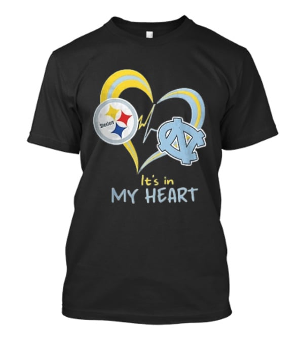 Pittsburgh Steelers North Carolina Tar Heels It's In My Heart EKG Heartbeat T-Shirt