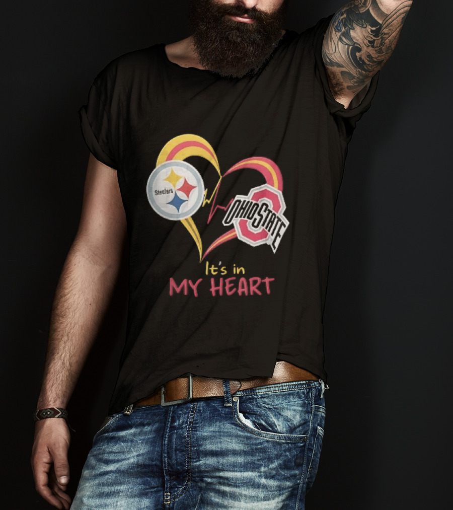Pittsburgh Steelers Ohio State Buckeyes It's In My Heart EKG Pulse Line T-Shirt