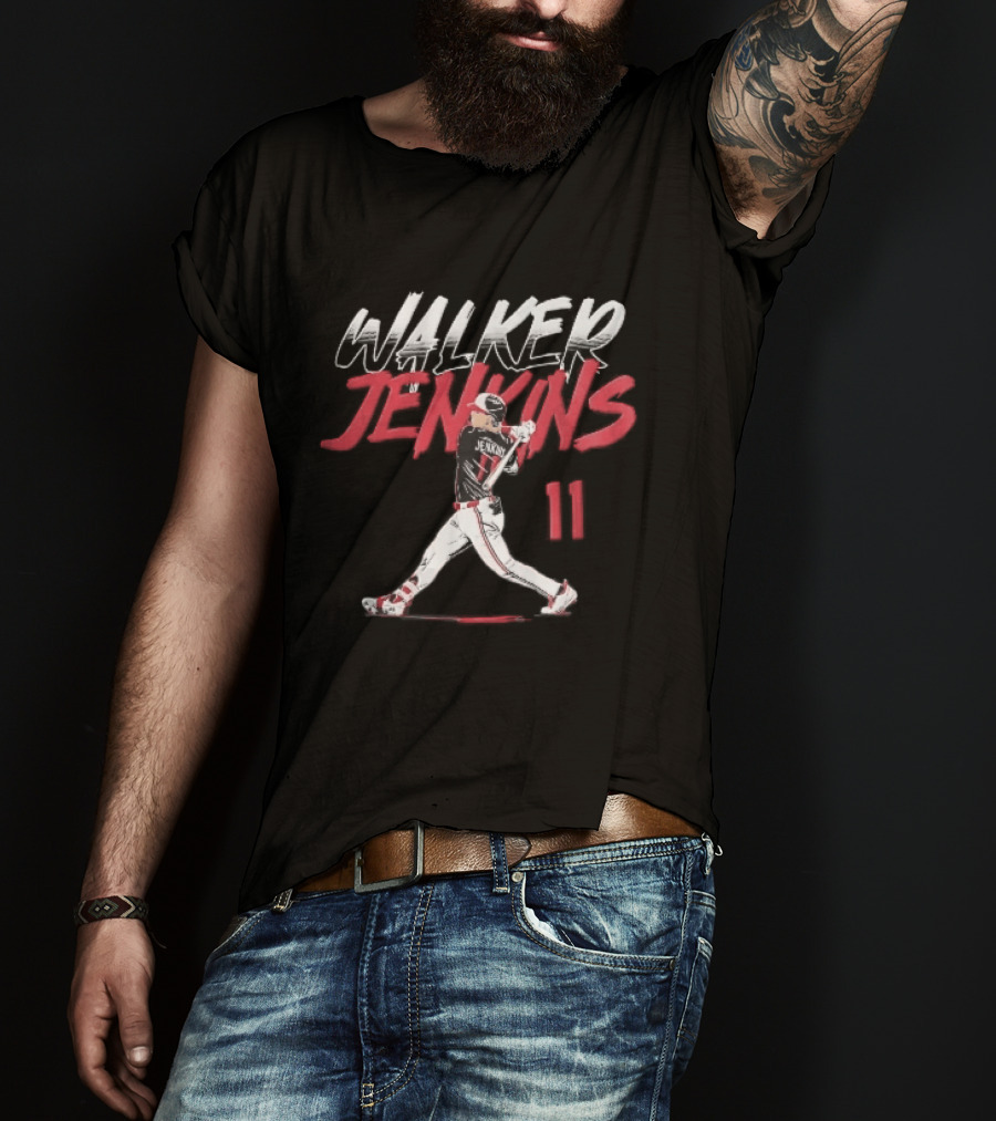 Walker Jenkins 11 Minnesota Twins MLB Baseball Batter Swinging Bat Brush T-Shirt