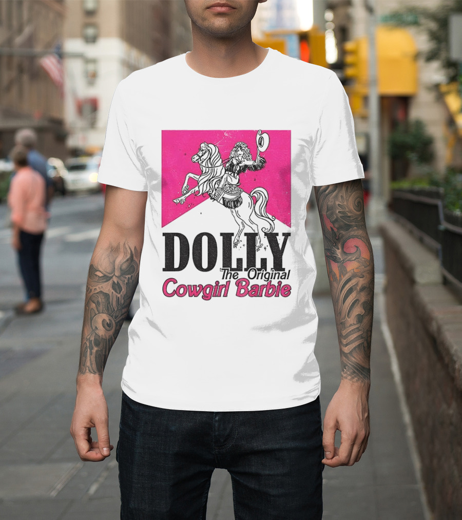 Dolly The Original Cowgirl Barbie Pink Riding Horse T-Shirt