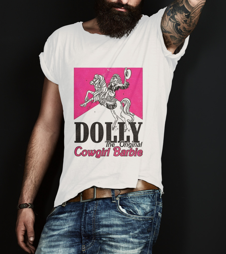 Dolly The Original Cowgirl Barbie Pink Riding Horse T-Shirt