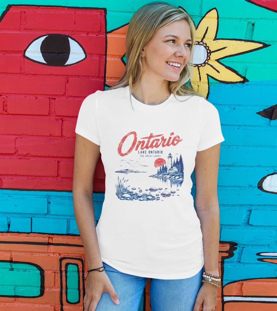 Ontario Lake Ontario The Great Lakes Lighthouse Scene T-Shirt