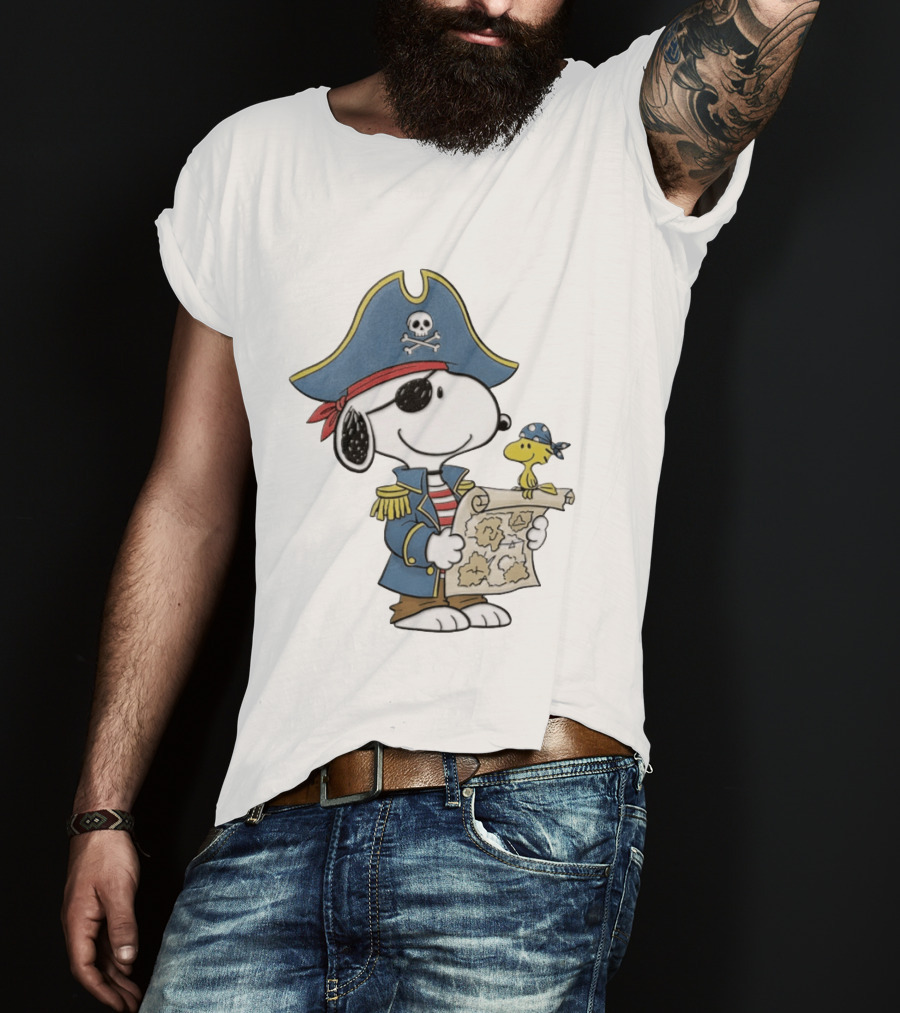 Snoopy Pirate Adventure With Treasure Map And Woodstock T-Shirt