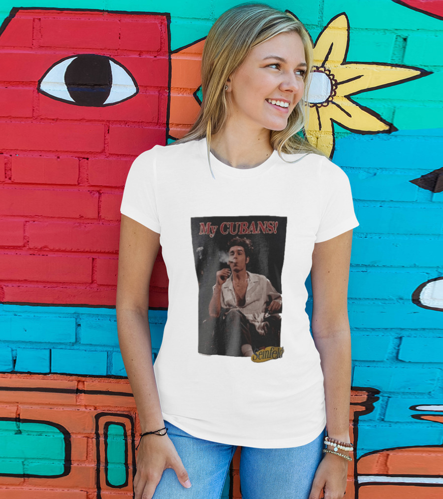 Seinfeld My Cubans Cosmo Kramer Smoking Cigar In Leather Chair T-Shirt