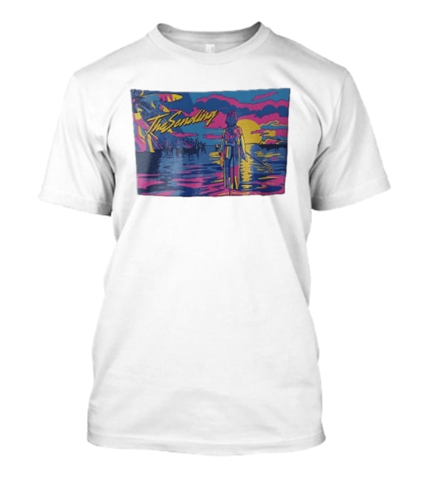 The Sending Yuna Final Fantasy X Synthwave Neon Sunset Ocean Scene T-Shirt