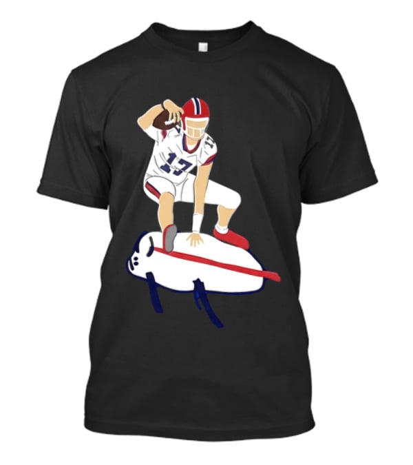 Josh Allen 17 Buffalo Football Skateboard Player Action T-Shirt