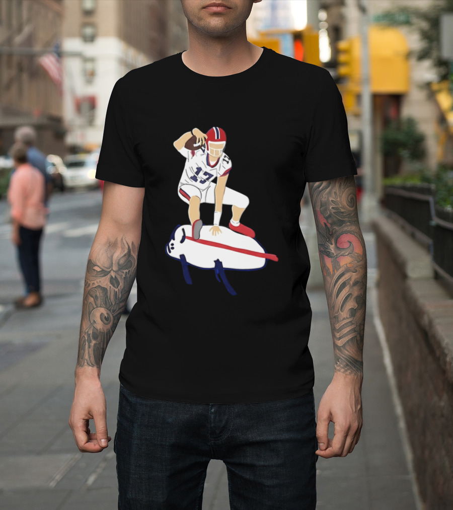 Josh Allen 17 Buffalo Football Skateboard Player Action T-Shirt