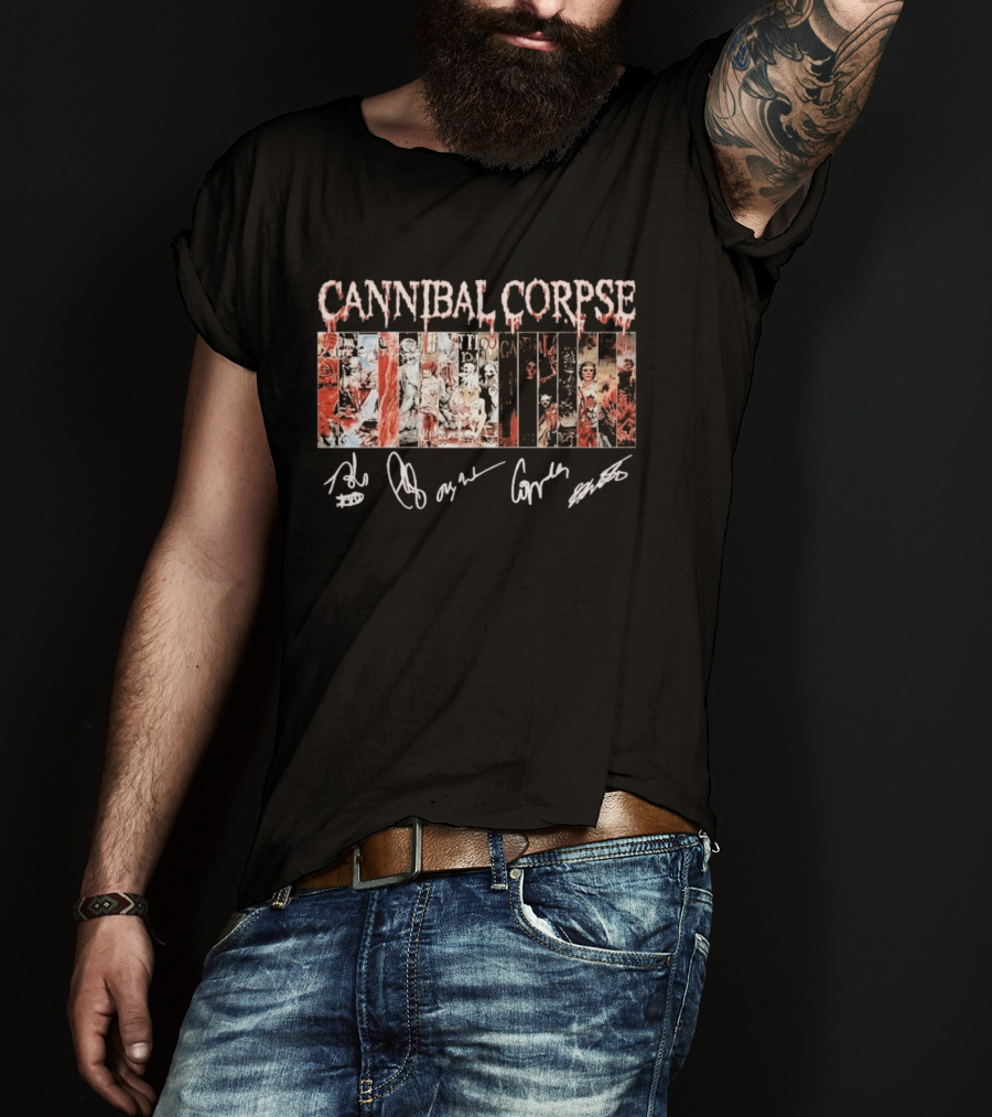 Cannibal Corpse Album Collage With Band Member Signatures T-Shirt