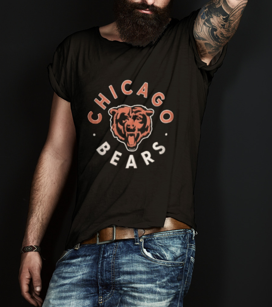 Chicago Bears Vintage Style Circular Emblem With Bear Face T-Shirt